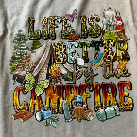 Beige, Life is betterby the campfire custom T-shirt - Picture 2 of 4